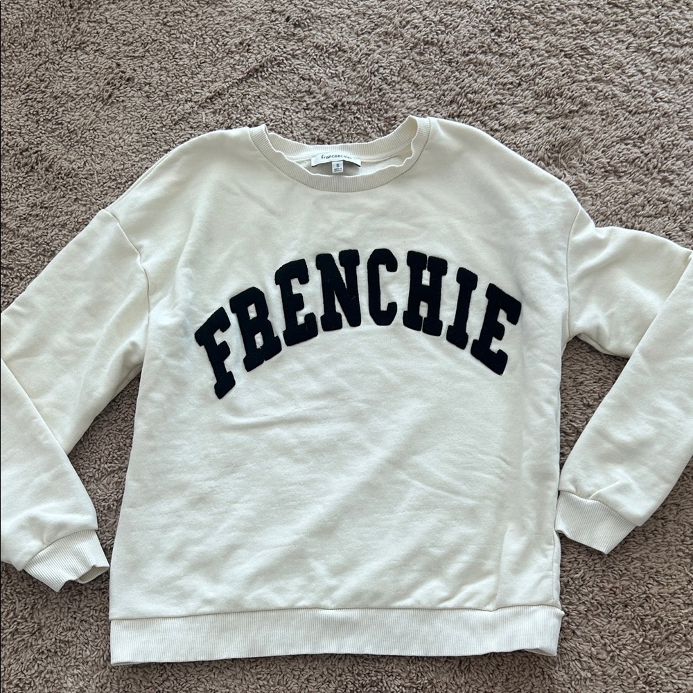 Francesca's Collections Cream and Black Crew Neck Sweater